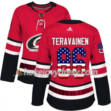 Dámské Hokejový Dres Carolina Hurricanes Teuvo Teravainen 86 2017-2018 USA Flag Fashion Černá Adidas Authentic